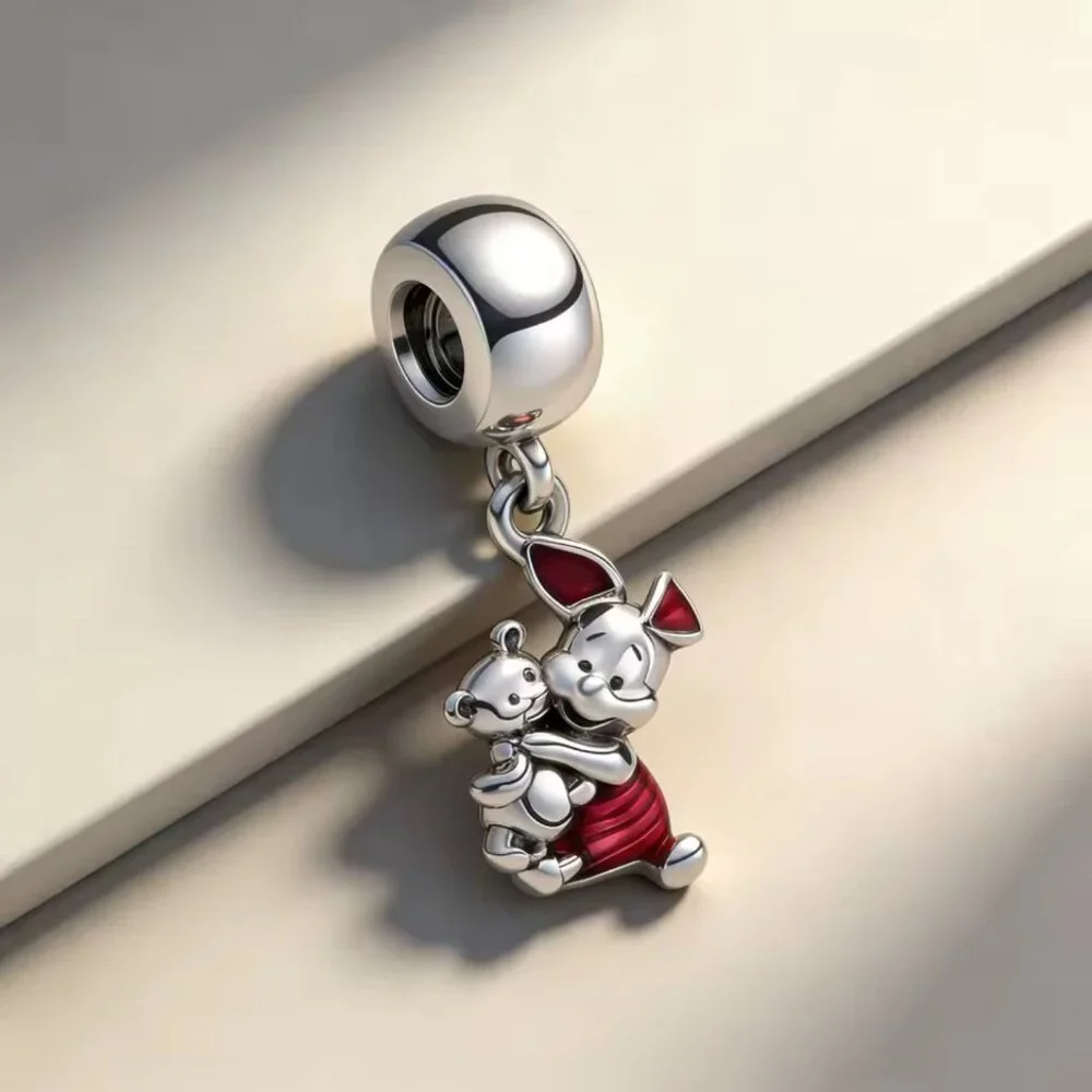 1pcs Golden Eyeore Winnie The Pooh charm bead for rope Bracelet